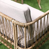 Outsunny Ensemble Salon de Jardin 4 pièces canapé 2 Places + 2 fauteuils + 1 Table Basse Plateau Verre trempé 8 Coussins - métal et résine tressée - Beige