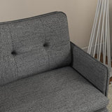 HOMCOM Fauteuil scandinave Dossier capitonné avec Passepoil en Tissu 76 x 68 x 80 cm | Gris et Pieds en métal Noir et doré