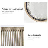 Ensemble Salon de Jardin 3 pièces Style Colonial 2 fauteuils avec Coussins Gris + Table Basse résine Filaire Beige Acier époxy Noir
