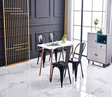 Chaise de salle à manger en métal Chaise de jardin 4 pièces Chaise de salle à manger en acier moderne industrielle Chaise de cuisine Tolix Chaise empilable en métal Chaise d'extérieur intérieure Noir