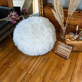 Pouf Fourrure Blanc 80 cm Rempli de Mousse Déchiquetée Ultra Confortable Poire Coussin Double Housse Lavable en Machine…
