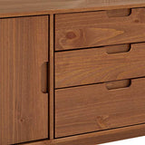 IDIMEX Buffet Tivoli Style scandinave Design Vintage Nordique Commode bahut vaisselier avec 3 tiroirs et 2 Portes battantes, en pin Massif lasuré Brun foncé