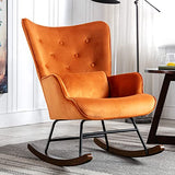 HomeMiYN Fauteuil A Bascule Scandinave Fauteuil d'allaitement Rétro en Velours Pieds en Bois Chaise A Bascule pour Chambre à Coucher Bureau,Caramel