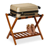 Relaxdays Porte-Valise Pliant, Bois, H x L x P : 54,5 x 66 x 44,5 cm, 2 étagères, Repose Bagages hôtel, Nature