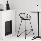 lxn Tabouret de bar Noir de simplicité Moderne, chaises Hautes de Salle à Manger rembourrées avec Tabouret Haut et Dos Creux, Pieds de Coussin en Coton Gris - 1pcs