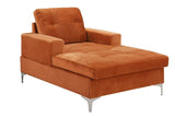 BHDesign ABI - Méridienne Moderne et Large - Velours - Coloris Marron