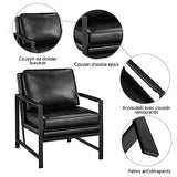 Yaheetech Fauteuil de Salon Confortable Cadre Métal Fauteuil de Chaise pour Salon Chambre Salle de Séjour Bureau Intérieur Noir