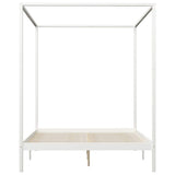vidaXL Bois de Pin Massif Cadre de Lit à Baldaquin Lit Double Lit Adulte Lit Coffre Sommier à Lattes Chambre à Coucher Maison Intérieur Blanc 160x200 cm