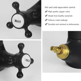 Robinet de Cuisine Mitigeur 360° Pivotant avec Double Levier Design Rétro Traditionnel Laiton Durable Noir Robinet HAOXIN HXB02E