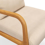 HOMCOM Fauteuil de Salon avec Cadre en Bois Massif Fauteuil Lounge - Assise Profonde - accoudoirs - Aspect Velours Beige