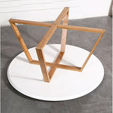 YNLRY Table Ronde Thé Table Table Basse Table Basse Salon Chambre Table D'appoint Table Ronde, Jambes en Bambou + Cut Surface Design (Color : White, Size : 80 * 80 * 44CM)