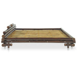 Festnight Lit en Bambou Lit en rotin Cadre de Lit 160 x 200 cm LIt sommier Lit pour Adulte lit Adultes 160 x 200 cm Marron foncé