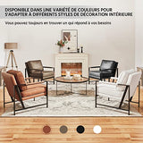 Yaheetech Fauteuil de Salon Confortable Cadre Métal Fauteuil de Chaise pour Salon Chambre Salle de Séjour Bureau Intérieur Marron Clair