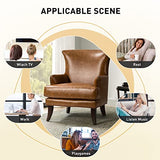 Fauteuil d'appoint en similicuir avec accoudoirs pour salon fauteuil canapé simple en cuir moderne avec garniture cloutée chaise d'appoint à oreilles en cuir végétalien canapé de salon Brown