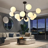 Lampe À Suspension E27 Moderne Décoration créative Salon Pendentif Lumière Fer forgé Pendante Lumière Boule De Verre Plafonnier Abat-Jour Blanc Bureau Cuisine Chambre À Manger bar Lustre