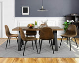 Homy Casa - Lot de 4 chaises - Style vintage et design scandinave - En faux daim - Idéales pour cuisine - Marron