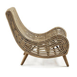 Kave Home - Fauteuil en rotin avec Pieds en Bois d'acajou