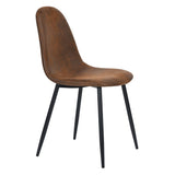 FITATHOME Lot de 4 Chaises Tendance Scandinave Rétro Vintage Suède Marron Pied Métal Noir Salle à Manger Salon Bureau Chambre