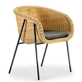 Tousmesmeubles Distributeur Teulat - Fauteuil Rotin Pieds Noirs + Coussin - Sego - L 61 x l 54 x H 81 - Neuf