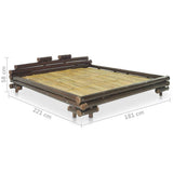 Festnight Lit en Bambou Lit en rotin Cadre de Lit 160 x 200 cm LIt sommier Lit pour Adulte lit Adultes 160 x 200 cm Marron foncé