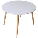 Menzzo Table scandinave Nina Bois laqué Blanc, MDF, 110x110x76 cm