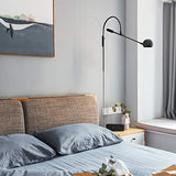 FREEHM Applique Murale Intérieur Rétro, Tourner Réglable Bras De Balançoire Lumière Applique Bras Long Réglable Abat-Jour en Métal, Salon Chambre Luminaire Lampe De Lecture,G9,Noir