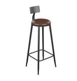 Furniture stool/Hauteur comptoir tabourets métal Tabouret style vintage ronde Bar en fer forgé Tabourets de bar en bois Tabourets for Chaise Cuisines Coussin en cuir noir petit déjeuner