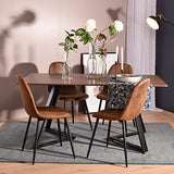 MEUBLE COSY Lot de 4 chaises de salle à manger Scandinave Fauteuil Salon Salon Pied Métal Noir Rétro Vintage en Suède Marron, 42,5x54,5x86cm
