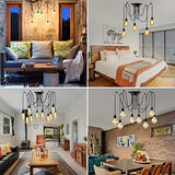 YNXing - Suspension Edison vintage - Réglable - Lampe suspendue - Luminaire industriel - Lustre noir - 1, 3, 5, 6 têtes - 8 supports de lampe