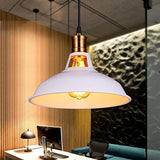 HLigExp Suspension industrielle,plafonnier rétro blanc classique, abat-jour suspendu en métal blanc rétro (câble réglable), très approprié pour café,bar ou cuisine E27(sans ampoule)[A-level energy ++]