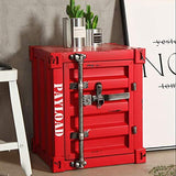 Creative Table Basse De Style Industriel Container Casier De Fer Art Canapé Table En Métal Table D'appoint Table D'angle Table De Téléphone Chambre Chambre Table De Chevet Décoration Meubles,Rouge