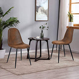 Homy Casa Lot de 4 Chaises 44x44x87cm Scandinave Rétro Vintage en Suède Marron Pied Métal Noir