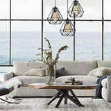 iDEGE Suspension Luminaire Retro E27 Lustre Plafonniers en Forme de Cage Lampe Suspension Vintage pour Salle à Manger, Salon, Chambre et Restaurant - Diamètre 20cm (Noir)