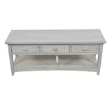Meuble Console Bois Cerusé Blanc 3 Tiroirs 110x38x45cm - Décorations d'Autrefois