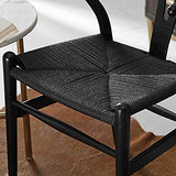 Tomile Wishbone Chaise en Y en bois massif et rotin naturel