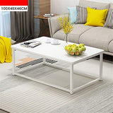 JBVG Tables à café Table de Cocktail Accent Meubles pour Salon avec Table Basse rectangulaire de Cadre en métal pour Salon Chambre à Coucher (Color : White, Size : 100x48x46cm)
