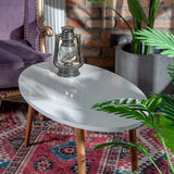 Table basse, table basse ronde de style moderne pour salon, table d'appoint ovale moderne, tables basses pour salon, table d'appoint, table centrale pour salon, table de canapé (blanc)
