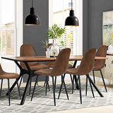 Homy Casa Lot de 4 Chaises 44x44x87cm Scandinave Rétro Vintage en Suède Marron Pied Métal Noir