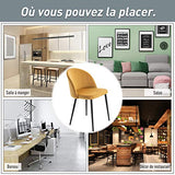 HOMCOM Chaises de Salle à Manger Design scandinave - Lot de 2 chaises - Pieds effilés métal Noir - Assise Dossier Ergonomique Velours Moutarde