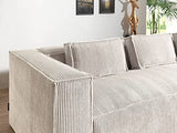 Lisa Design - Canapé d'angle Stella - Canapé 4 Places en Velours Côtelé - Style Contemporain - Fabriqué en Europe - Droit, Beige