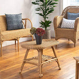 DECOCLICO - Table Basse Ovale rotin Naturel - Bohême - L 73 x l 45 x H 50 cm - Rotin