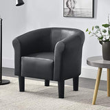[en.casa] Fauteuil Chaise Siège Similicuir Plastique Noir 70 x 70 x 58 cm