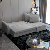 Selsey SOBEWS - Canapé d’Angle Convertible (Tissu Sawana 21 Gris, Coffre de Rangement intégré, Surface de Couchage 199x133 cm)
