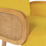 IDMarket - Fauteuil Elina en Velours Jaune et cannage