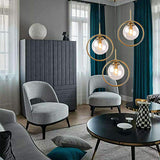 HJXDtech Suspension Lustre Industrielle Vintage, Plafonnier Lampe en Laiton avec Abat-jour en Verre,Luminaire Suspendu loft Moderne pour Cuisine Chambre Salon (3 Lumières-Clair)