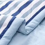 Chickwin Couvre Lit Matelassée, Simple Rayure Imprimé Couvre-lit Réversible Couverture de lit Doux Microfiber Jeté de Lit Dessus de Lit pour Lit 1 ou 2 Personnes (Bleu,150x200cm)