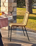 Kave Home - Chaise de Salle à Manger Lambton Marron Clair en Corde en Polyester et Pieds en Acier Noir pour Usage intérieur et extérieur