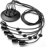 YNXing - Suspension Edison vintage - Réglable - Lampe suspendue - Luminaire industriel - Lustre noir - 1, 3, 5, 6 têtes - 8 supports de lampe