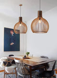 LANTING E27 Suspension Luminaire salle à manger, pendentif chambre lumineuse Suspendue bois, Table à manger suspension Lumière hauteur réglable, Convient aux cafés des hôtels, Ø45cm, 5W