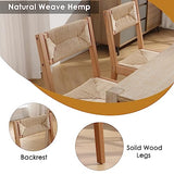 Wahson Chaises de Salle a Manger en Bois, Lot de 2 Chaises de Salle à Manger Rétro en Bois Massif Chaise en Bois Assise en Paille, Chaise en Rotin pour Salon et Salle à Manger, Bois Naturel